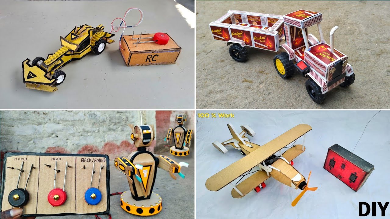 4 Amazing DIY TOYS | RC car - Matchbox Tractor | Cardboard RC Robot -  AeroPlane - DIY 