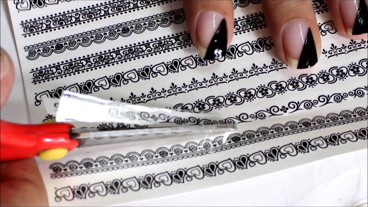 The Lady in Black! **  Water Decals ** Lace Nail Art Designs!