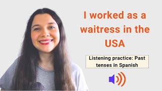 👂Spanish Listening Practice B1: Trabajé como mesera en USA. Stories to learn Spanish