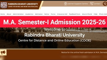 CDOE Rabindra Bharati University M.A. Admission 2025-26 | Eligibility, Fees, Last Date, Full Process