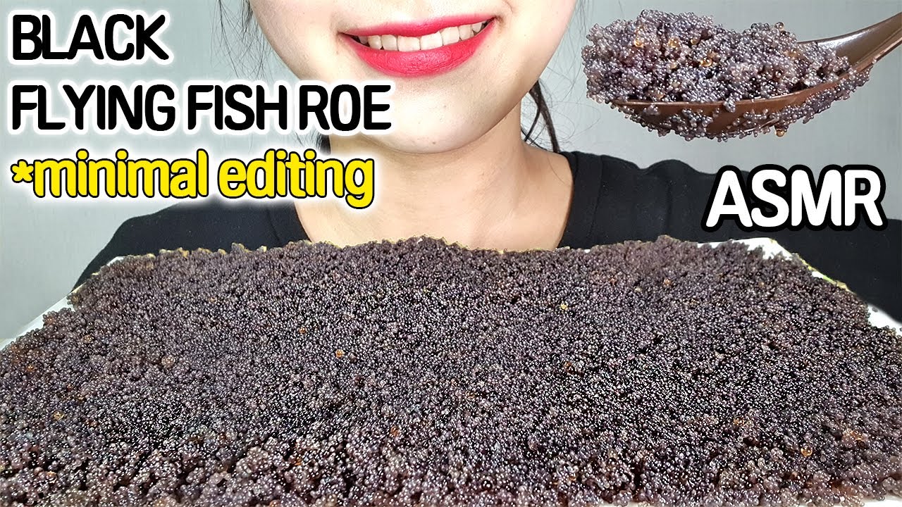 ASMR *(minimal editing) flying fish roe 검정 날치알 리얼사운드 먹방 노토킹 이팅사운드 | *NoTalking MUKPPO Eating Show