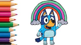🌈💙 ¡DIBUJANDO Y COLOREANDO A BLUEY CON UN ARCOÍRIS MÁGICO! 🎨✨ Video Divertido para Niños