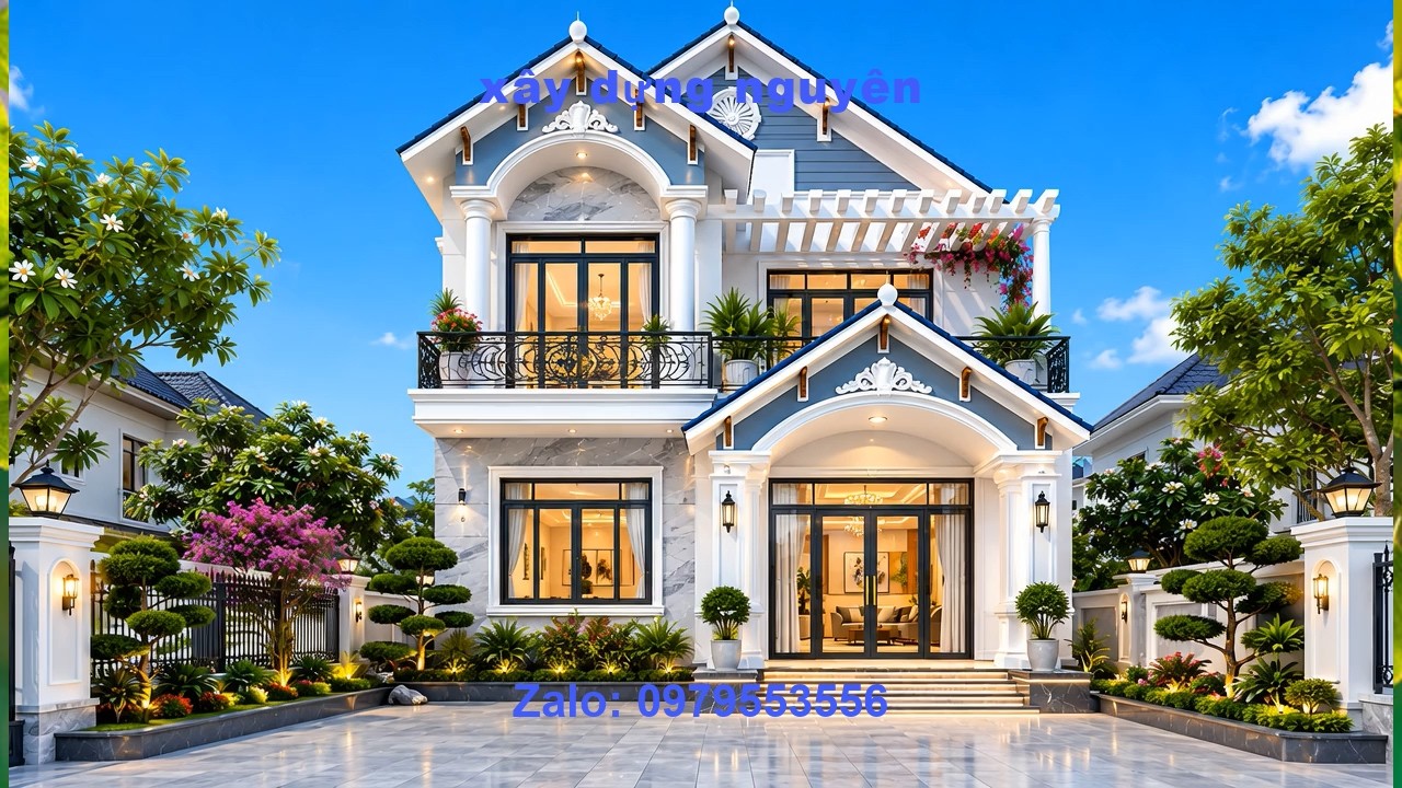 Mẫu Biệt Thự 2 Tầng Mái Thái Diện Tích 8x20m Thiết Kế 5 Phòng Ngủ #nha2tang #maithai