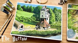 Harry Potter Scene Relaxing Gouache Painting -  Paint With Me🪴