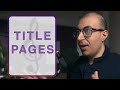 How to prepare titles pages for scores