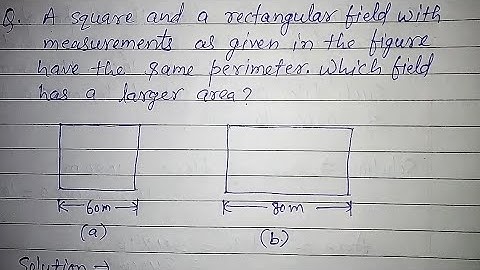 A square and a rectangular field with measurements as given in the figure have the same perimeter.