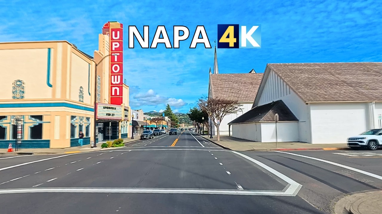 Napa 4K - California Wine Town - Spring Sunset Drive USA