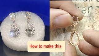 two stone dangle earrings, pearshape 💎 how to make...