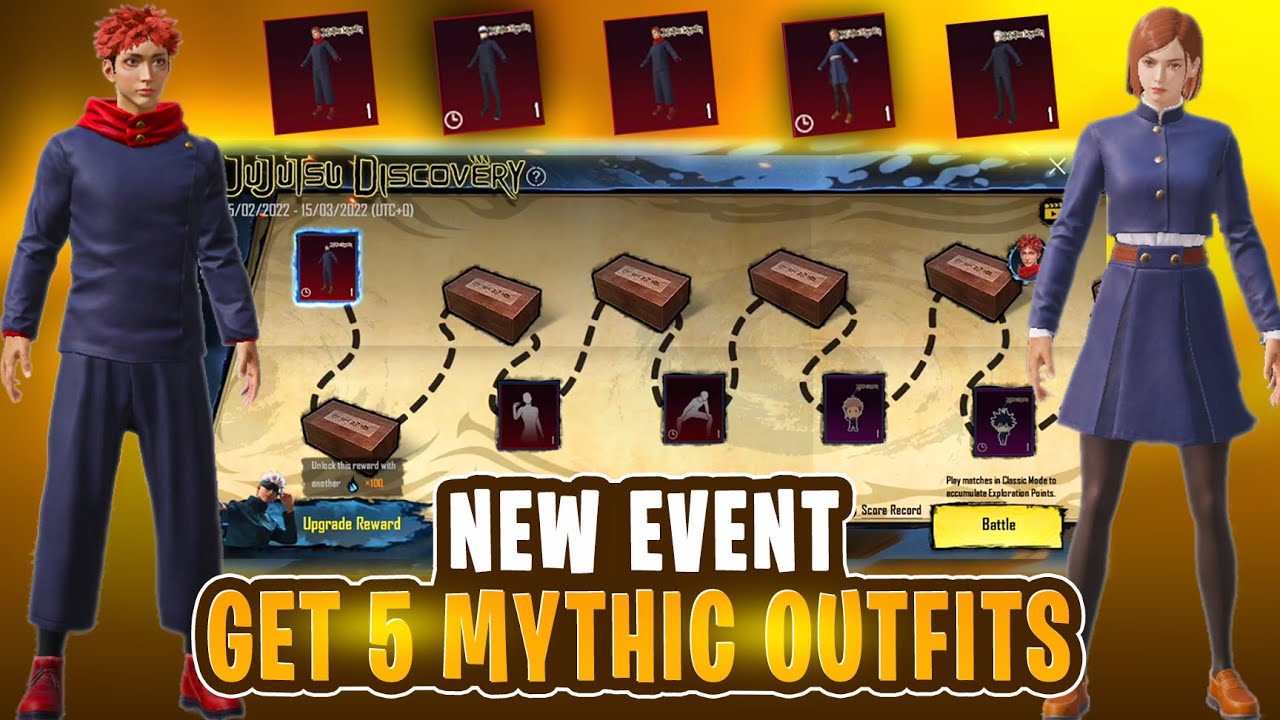 JUJUTSU DISCOVERY EVENT EXPLAINED IN PUBG MOBILE | GET 5 MYTHIC OUTFIT FREE | NEW EVENT PUBG MOBILE