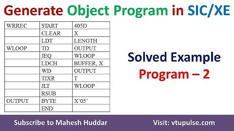 11. Solved Example #2 How to Convert SIC/XE program to Object Code and Object program Mahesh Huddar