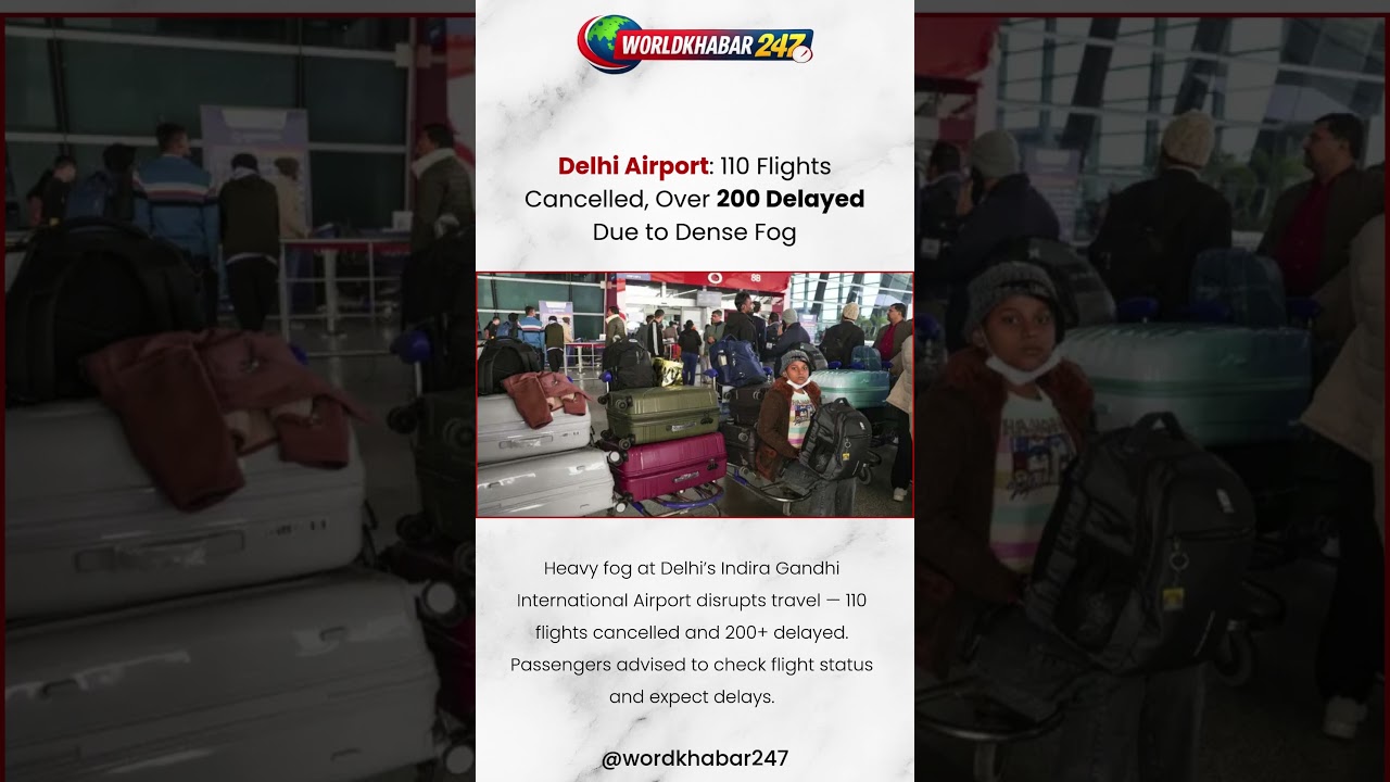 Delhi Airport 110 Flights Cancelled, Over 200 Delayed Due to Dense Fog 