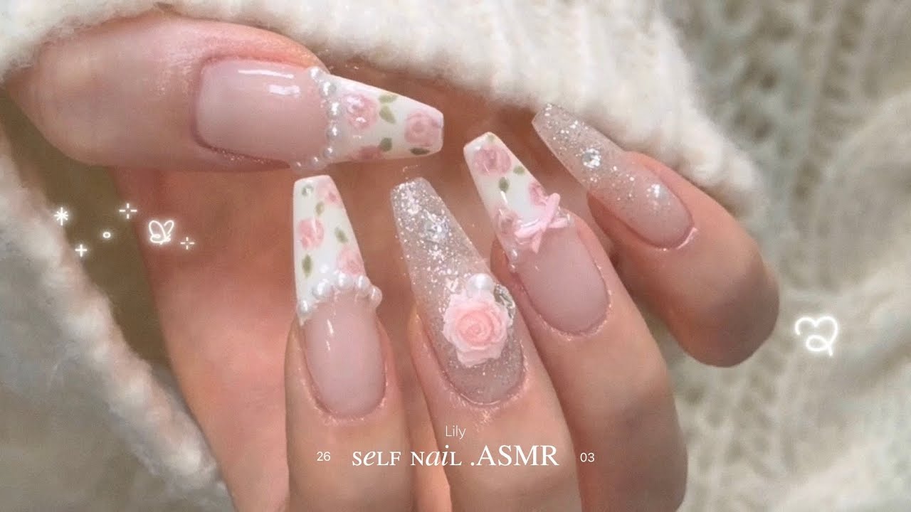 Эстетика этой весны: Egennyeo..🎀 Self Nail ASMR / Распаковка лампы/ k-nail