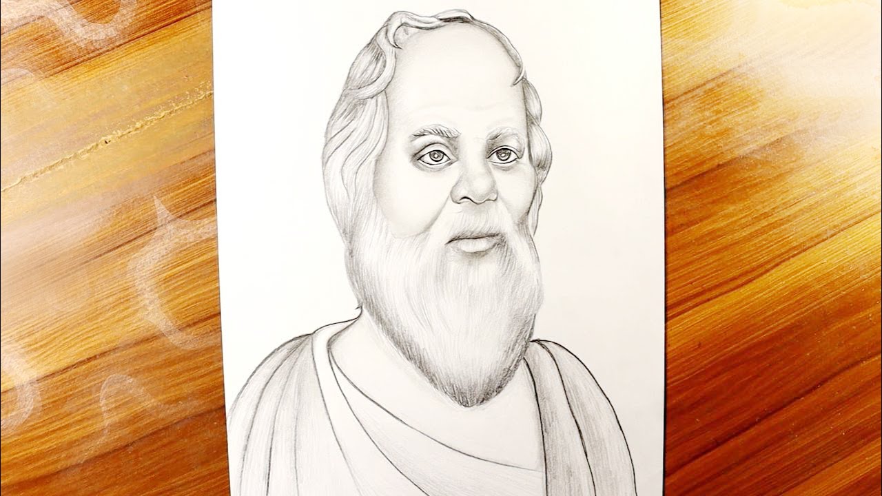 Greek Philosopher Socrates drawing | Socrates drawing video | How to draw  Socrates step by step - YouTube