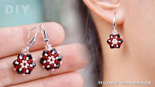 DIY. Quick and easy to make beaded earrings for beginners. Beading tutorial