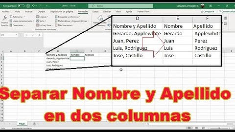 Separar Nombre y Apellido en dos columnas EXCEL