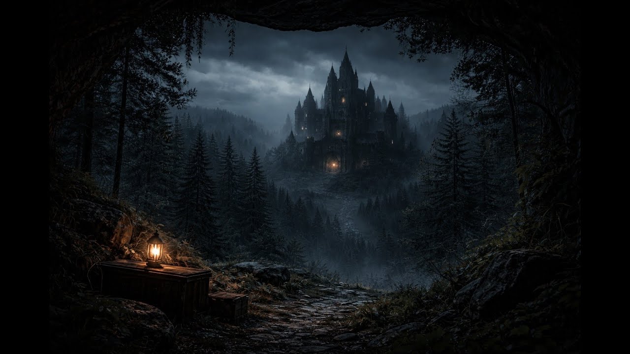 Heavy Rain Gothic Castle | Hiding from Heavy Rain | Rain Sounds For Sleeping & Studying