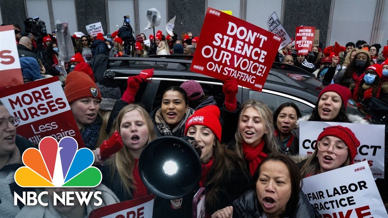 ⁣Thousands of New York City nurses strike over pay, staffing