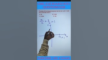 The area of the triangle formed by the line x/a + y/b = 1 with the coordinate axes is #icse #maths