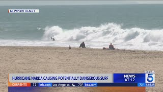 Hurricane Narda causing high surf at Southern California beaches
