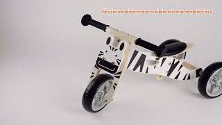 Hooga 2 in 1 Wooden Balance Bike Trike - Zebra - YouTube