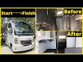 FULL REBUILD FIRE DAMAGE RV MOTORHOME START TO FINISH 16 MINS EPIC CHALLENGE