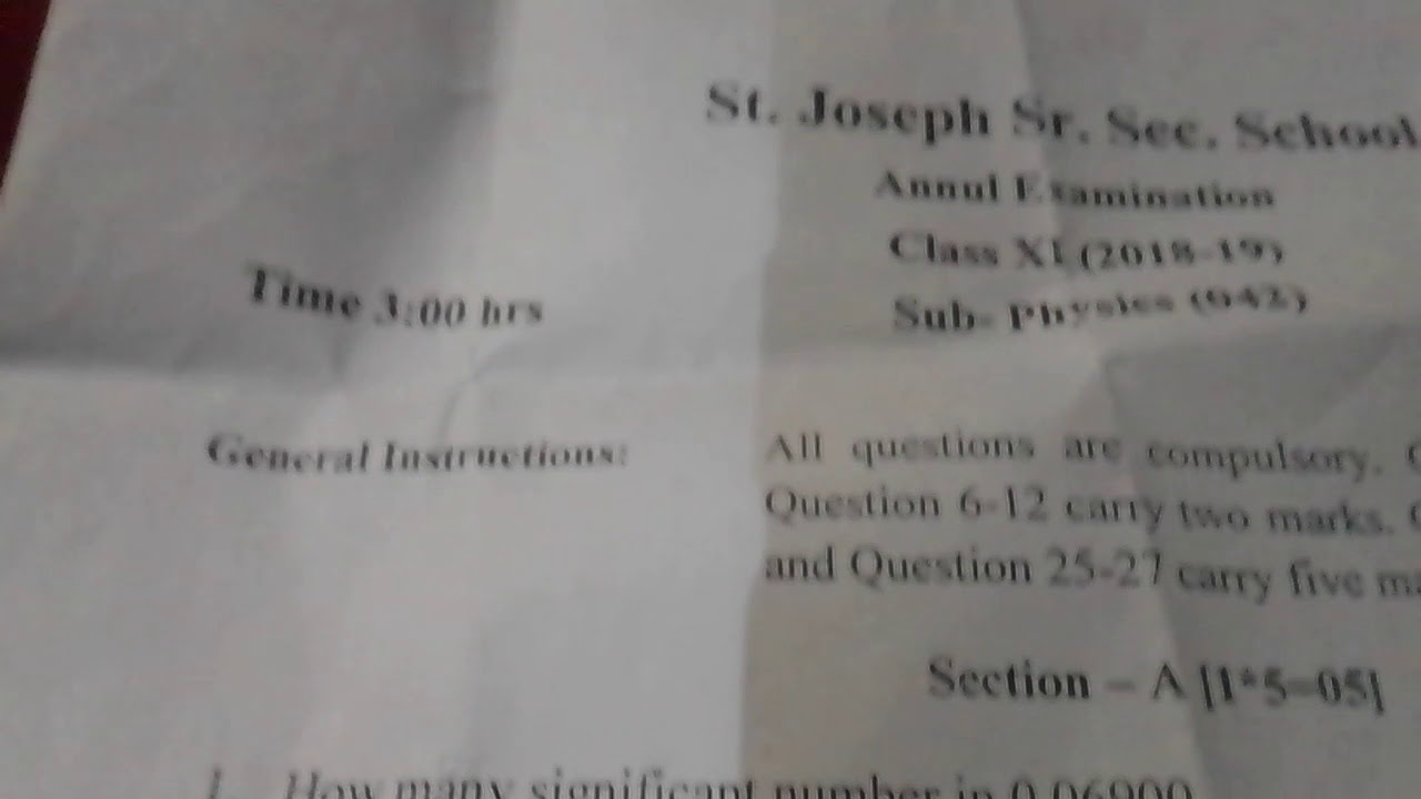 CBSE physics - YouTube 11 class final paper (2018-2019) exam