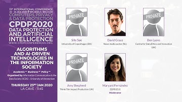 CPDP 2020: Algorithms and AI-driven technologies in the information society.