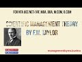 Scientific Management Theory by F.W. Taylor | Classical Theories of Management | UGC NET / MBA / BBA