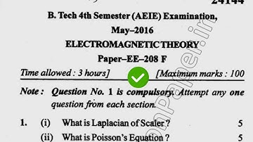 2016 Mdu BE BTech AEIE 4th Sem Electromagnetic Theory Question Paper