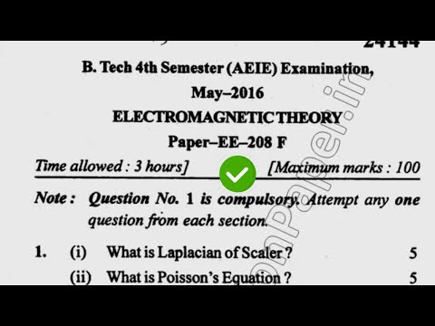 2016 Mdu BE BTech AEIE 4th Sem Electromagnetic Theory Question Paper