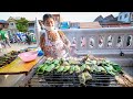 Thai street food in ancient sukhothai  legendary noodles  spicy fish in thailand 