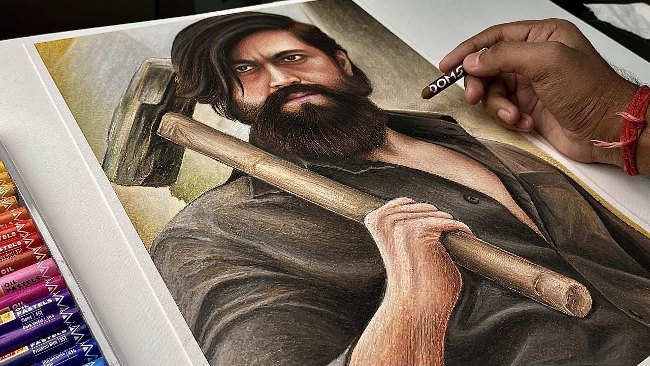 KGF Chapter 2,  Yash Drawing,  Oil pastel Drawing  ( Part - 3 )