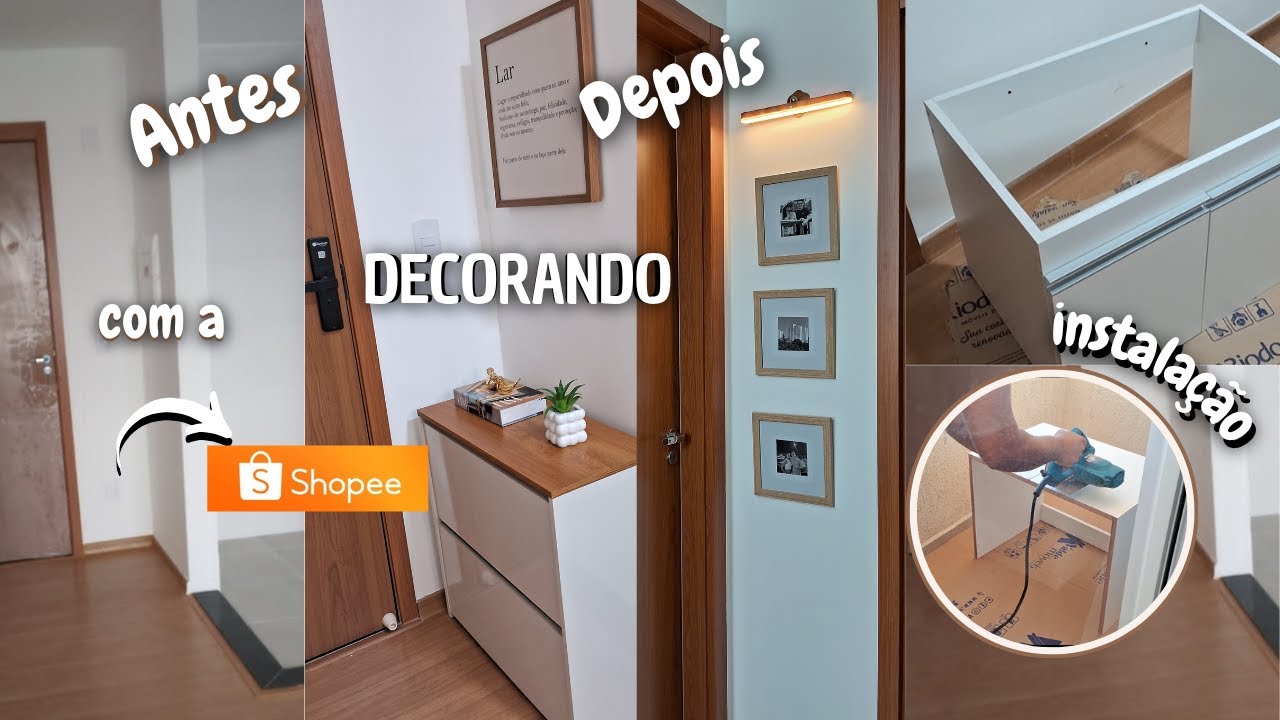 FINALIZANDO A  DECORACAO DA SALA  GASTANDO POUCO com a  shopee |GABINETE INSTALADO.