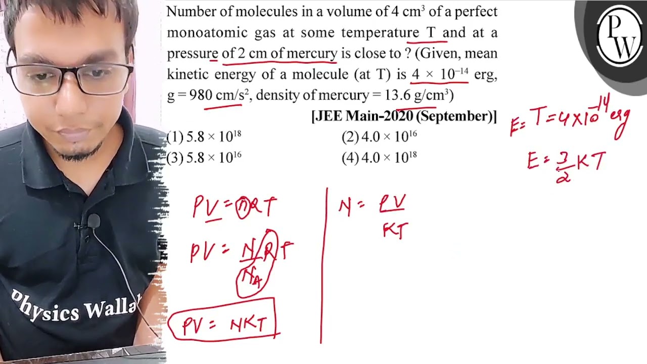 Number of molecules in a volume of \( 4 \mathrm{~cm}^{3} \) of a pe...