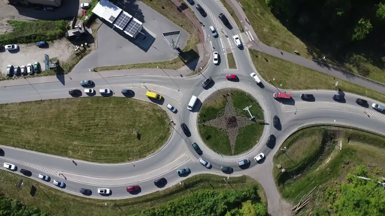 Korki w Kartuzach - widok z drona