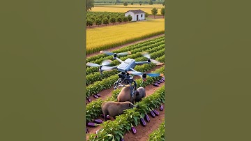 Drone Captures Wild Boar in Farm Field