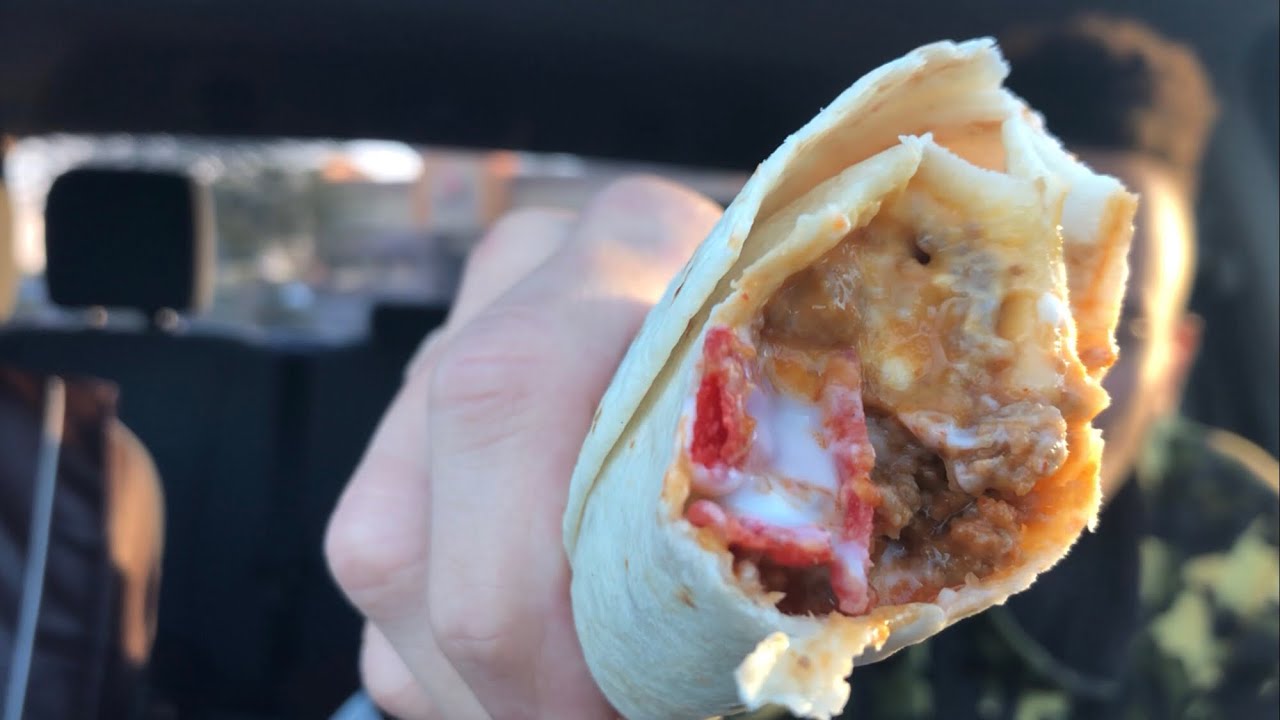 Eating Three Cheese Nacho Grande Burrito From Taco Bell!
