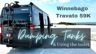 Using the Gravity Flush Toilet and Dumping the Holding Tanks on our Travato 59K Class B Camper Van