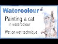 Painting a cat in watercolor // Wet on Wet Technique 🐈