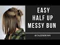 HALF UP MESSY BUN // second day hair