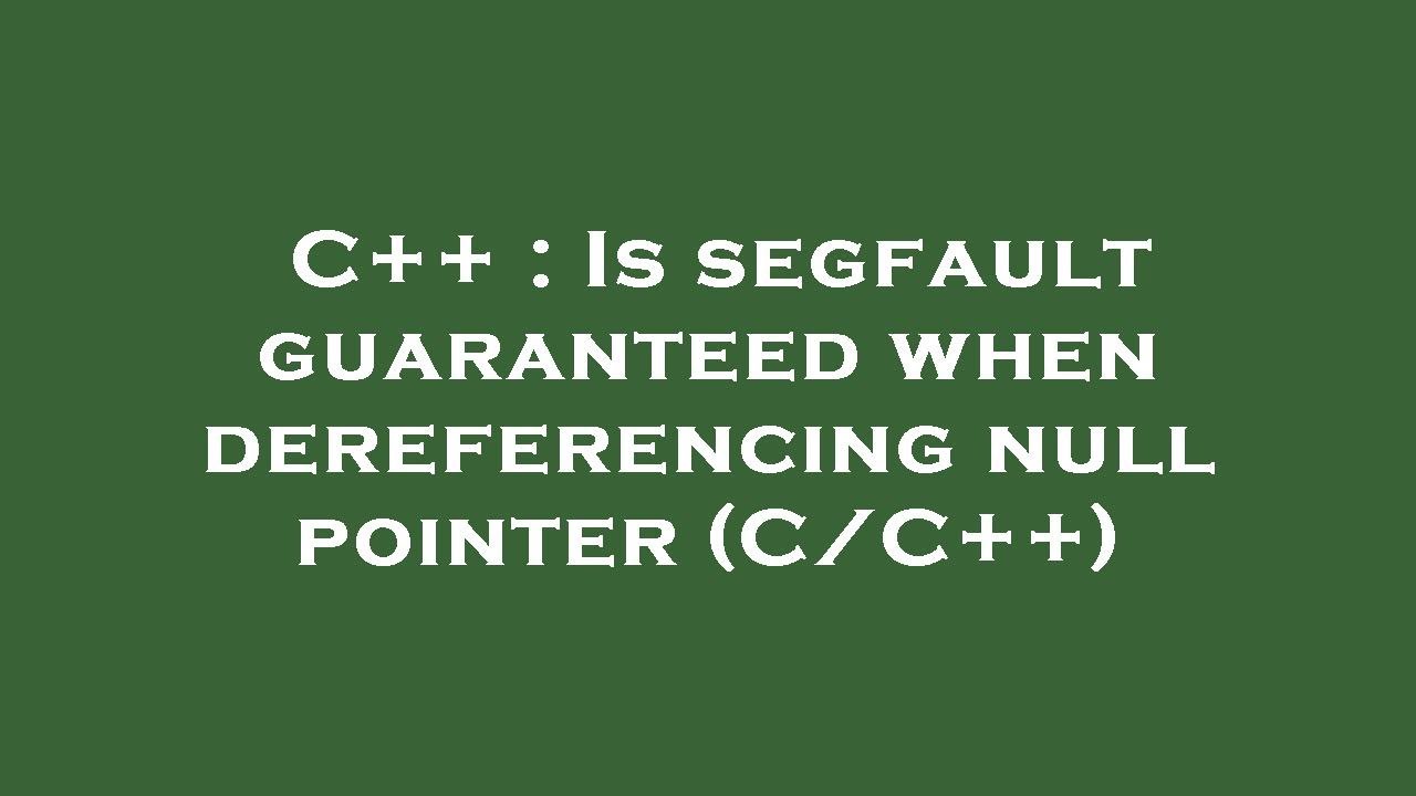 segfault pointer assignment