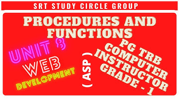 PG TRB Computer Instructor ASP PROCEDURES AND FUNCTIONS WEB DEVELOPMENT - SRT Study Circle Group