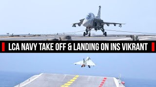 LCA Navy Landing \& Take Off on INS Vikrant | Indian Navy | HD Video