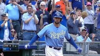 CWS@KC: Orlando laces triple for first career hit