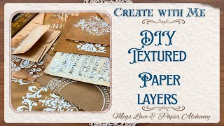 DIY Textured Paper Layers 🌿Mixed Media Backgrounds Using Vintage Papers, Stencils & Embossing
