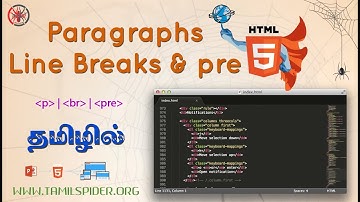 Paragraphs p Line Breaks br preformatted text pre in HTML5 | HTML5 Tutorial in Tamil | Part 5