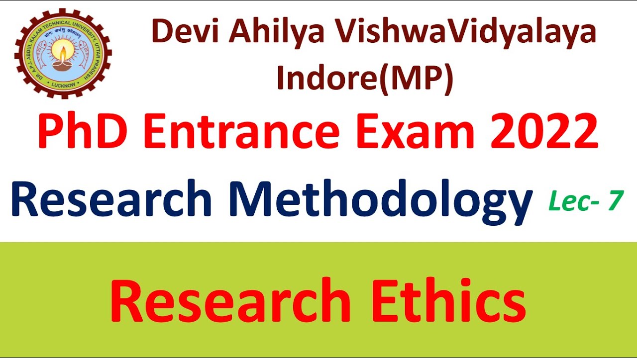 Research Ethics | PhD Entrance Exam 2022 |  DAVV Indore PhD entrance test 2022