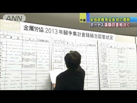 アベノミクス効果は・・・13日は大手企業集中回答日（13/03/13）