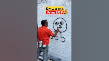 Draw a cat using number 5555 #art #shorts