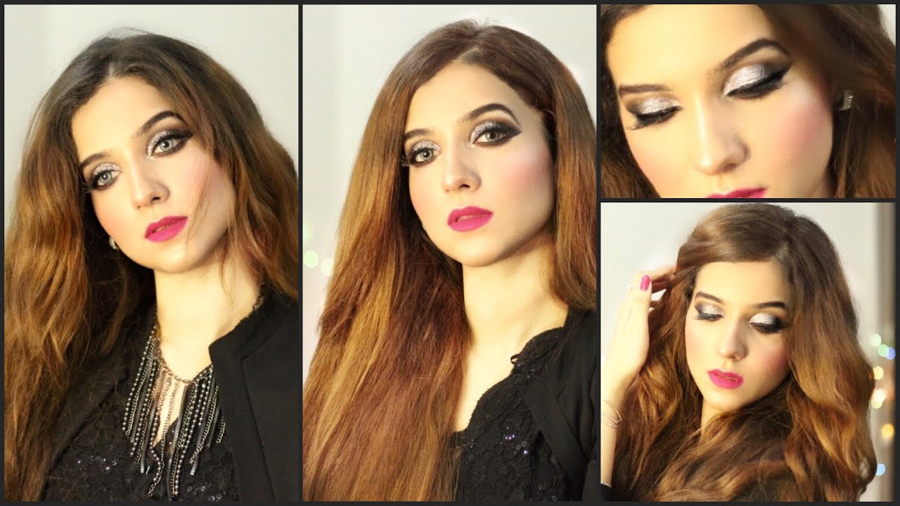 Silver glitter eye makeup | Step by step | Full face ...